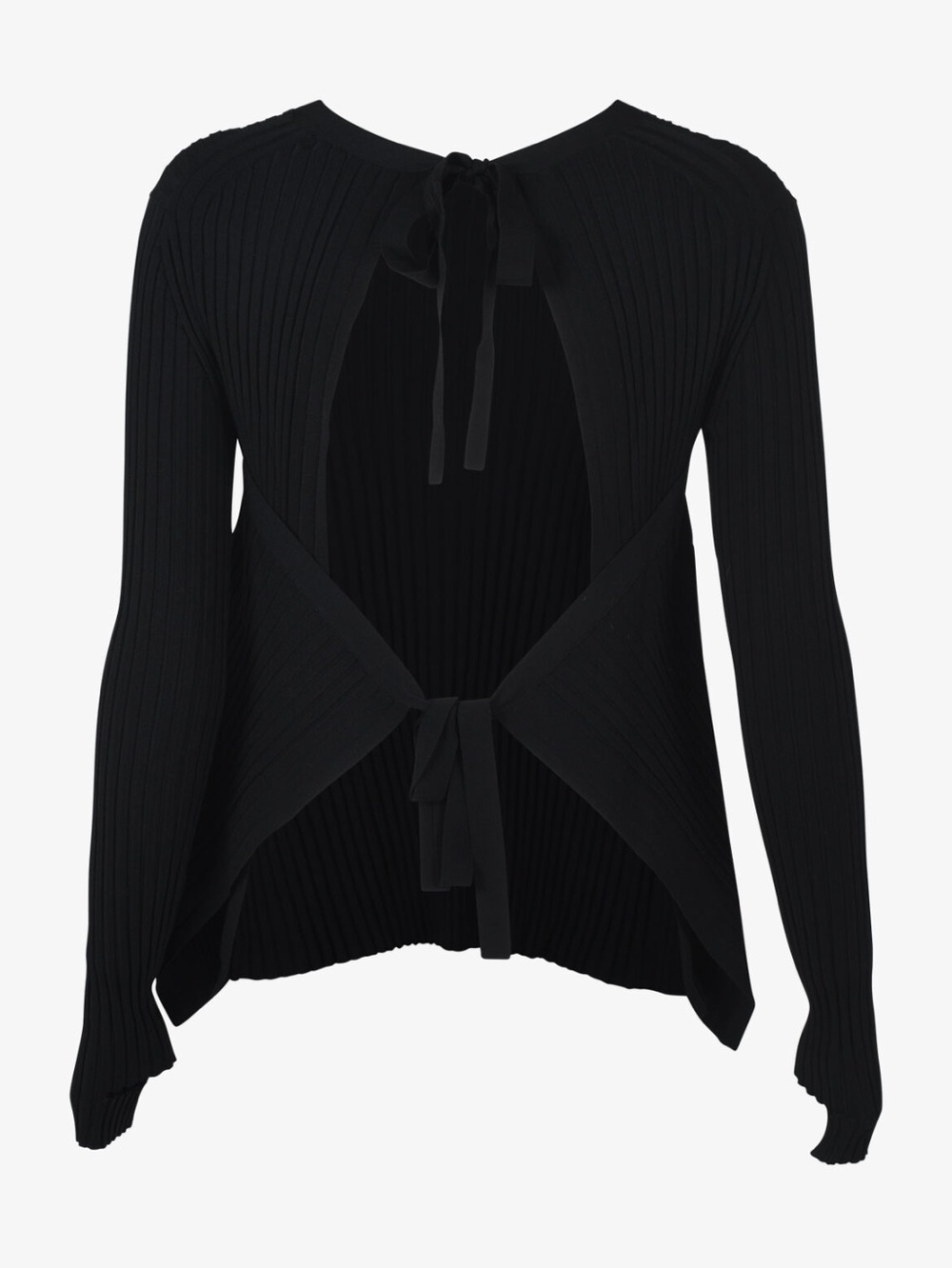 HELMUT LANG Ribbed Tie Back Sweater Black Size Small